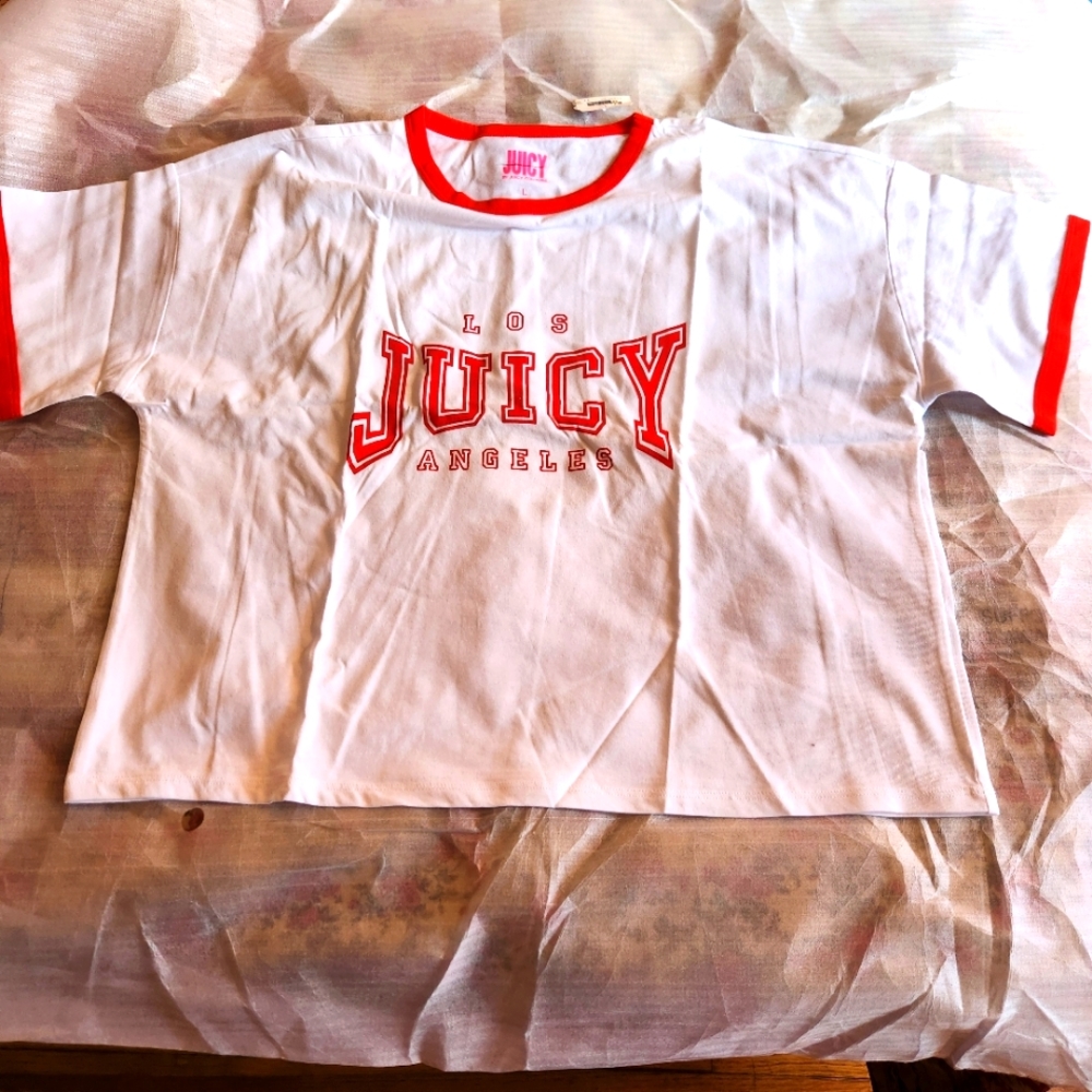 NWT*Juicy Couture LOS ANGELES White and Red T-Shirt *sz L